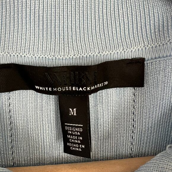 WHITE HOUSE BLACK MARKET Women's Size M Rib Sweater Halter Tank Top Blue WHBM - Picture 7 of 10